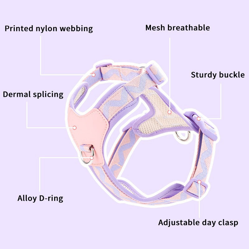 Breathable Mesh Leather Shock Absorption Vest Pet Dog Harness