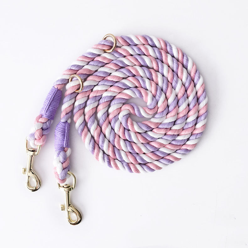 Woven Cotton Multi-functional Waist Pet Double Leash P-Type Collar