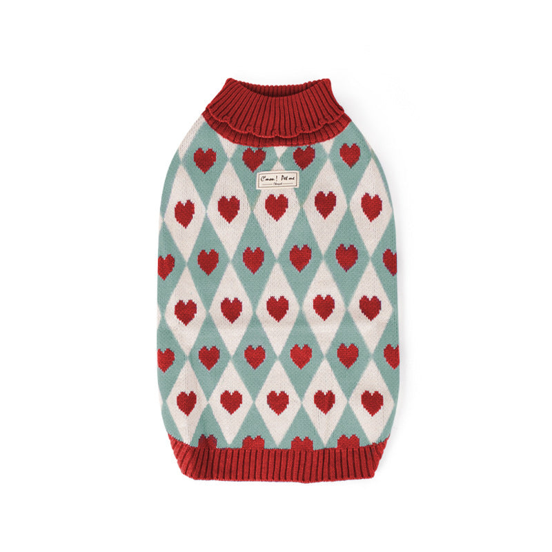 Heart Warm Vest Turtleneck Sweater Small Dog Pet Clothes Apparel