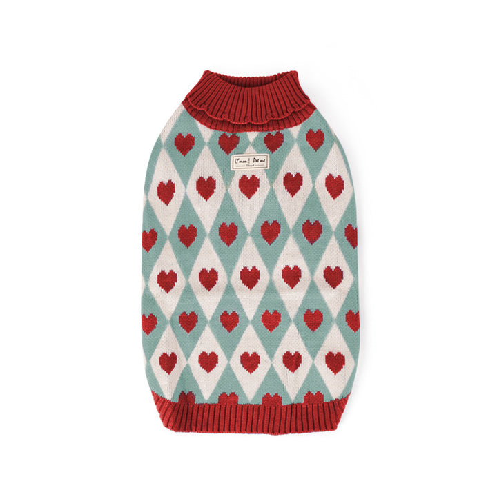 Heart Warm Vest Turtleneck Sweater Small Dog Pet Clothes Apparel
