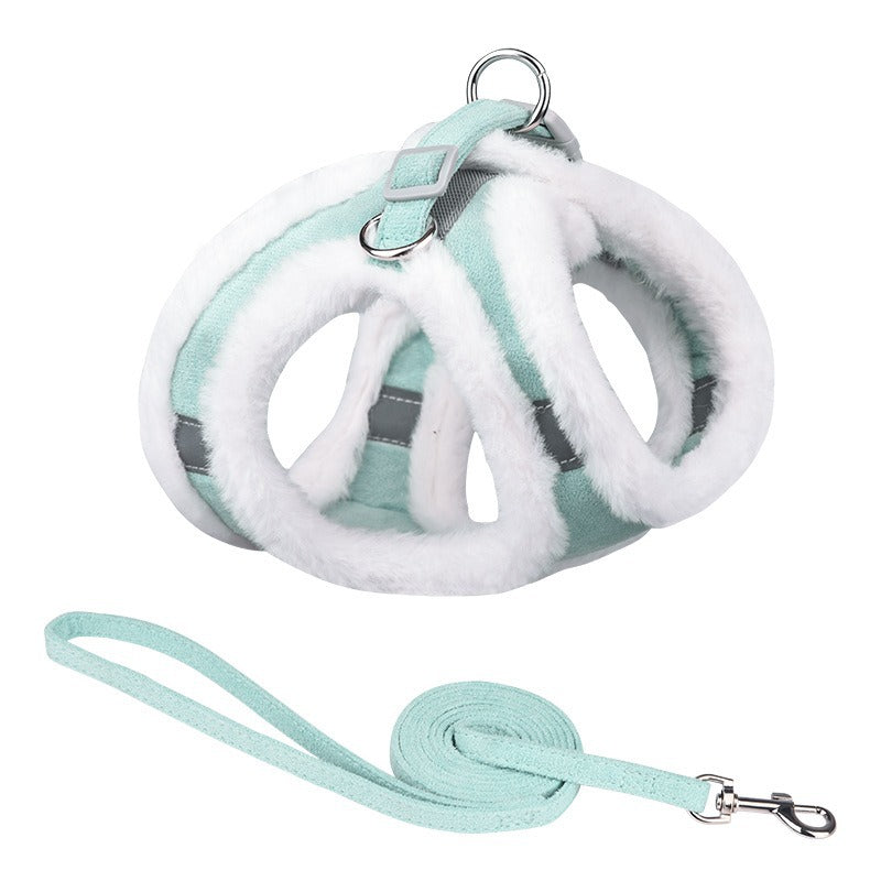 Warm Comfortable Velvet Adjustable Pet Dog Harness Leash Set