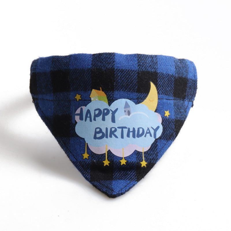 Birthday Party Cake Triangle Towel Saliva Bib Bow Pet Collar