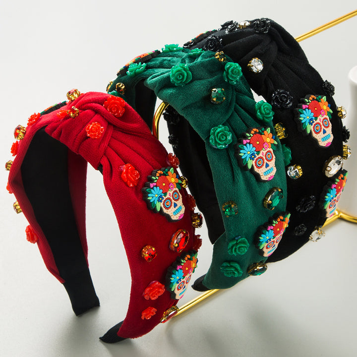 Skull Rose Halloween Flannel Headband Hair Accessories Wholesale