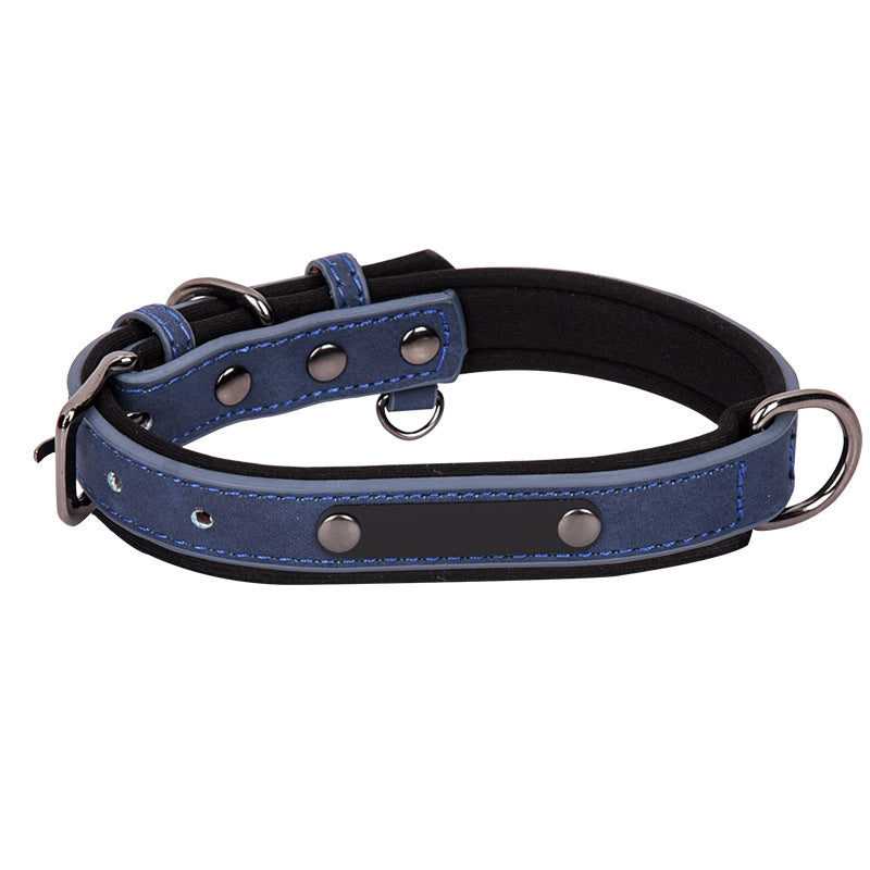 Double-layer PU Leather D-Ring Adjustable Belt Buckle Pet Collar