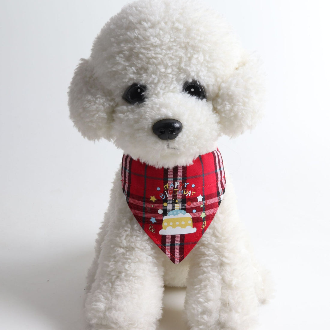 Plaid Pattern Birthday Triangle Towel Saliva Pet Bib Bow Collar