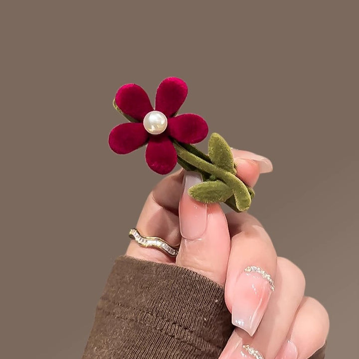 Flocking Red Flower Duckbill Clip Bangs Hair Clip Hair Accessories Wholesale