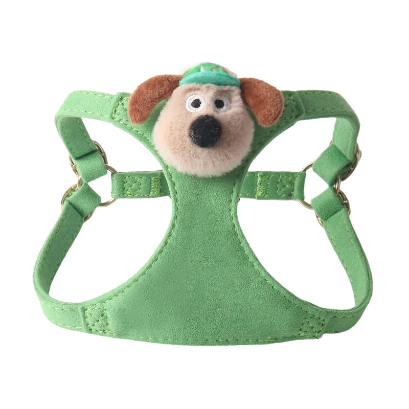 Candy Color Velvet Doll Pet Dog No Choking Harness Leash Set