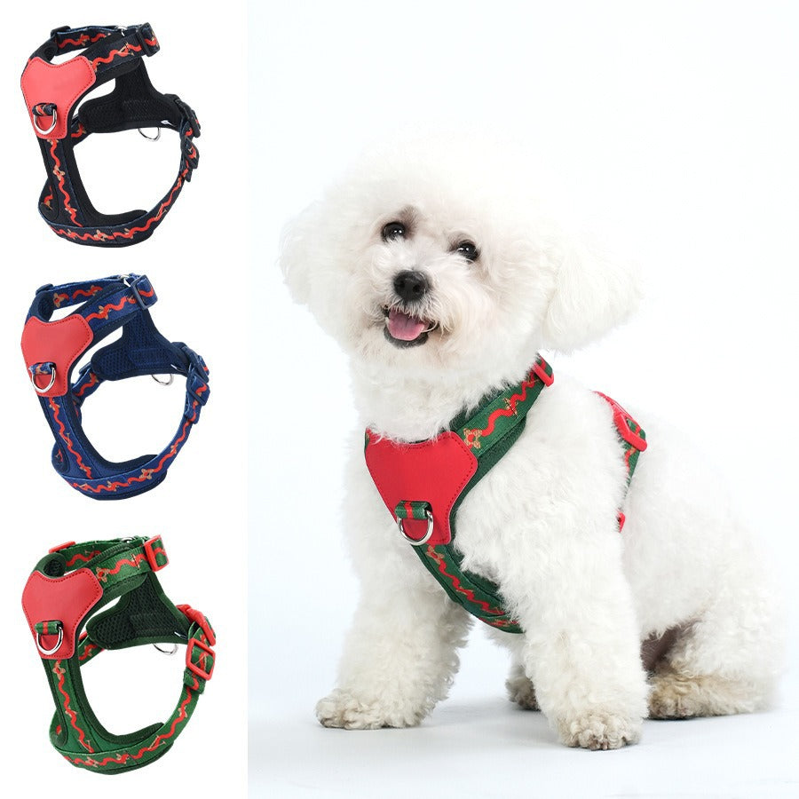 Breathable Fabric Leather Shock Absorption Adjustable Pet Dog Harness