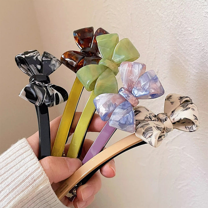 Tie-dye Pattern Acetate Bow Spring Clip Hair Clip Hair Accessories Wholesale