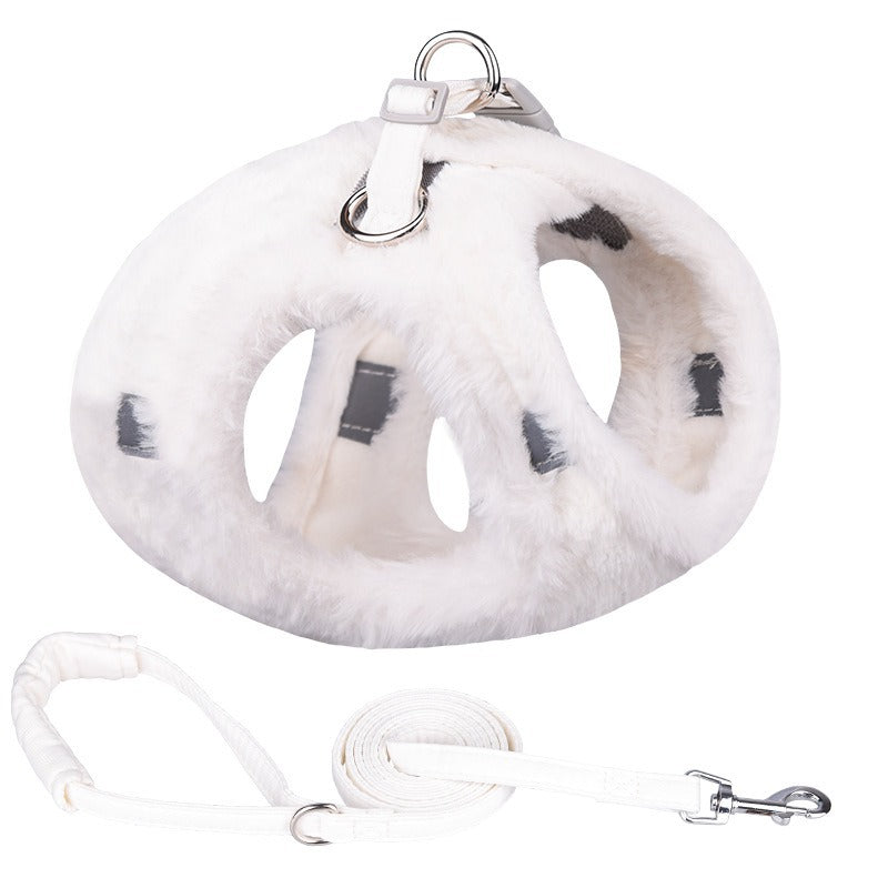Warm Comfortable Velvet Adjustable Pet Dog Harness Leash Set
