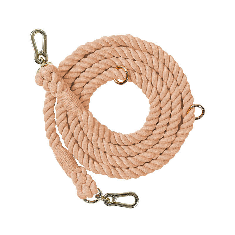 Woven Cotton Rope Multi-functional Pet Double Leash Waist Runing Leash