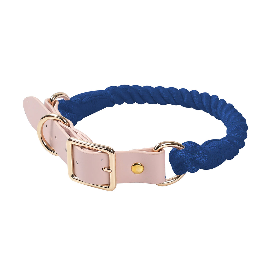 Hand Woven Colored Cotton Rope Large Dog Collar Anti-Pull Leash Set
