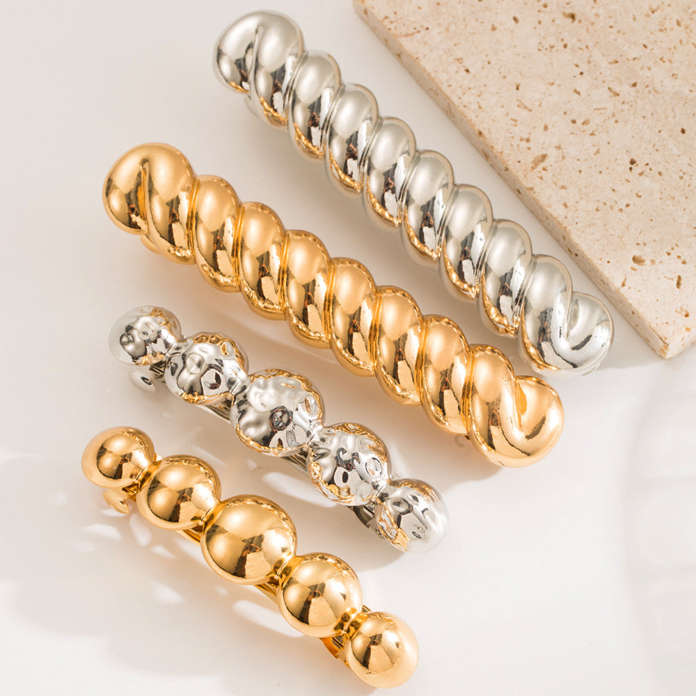 Thread and Beads Glossy Alloy Spring Hair Clip Hair Accessories Wholesale