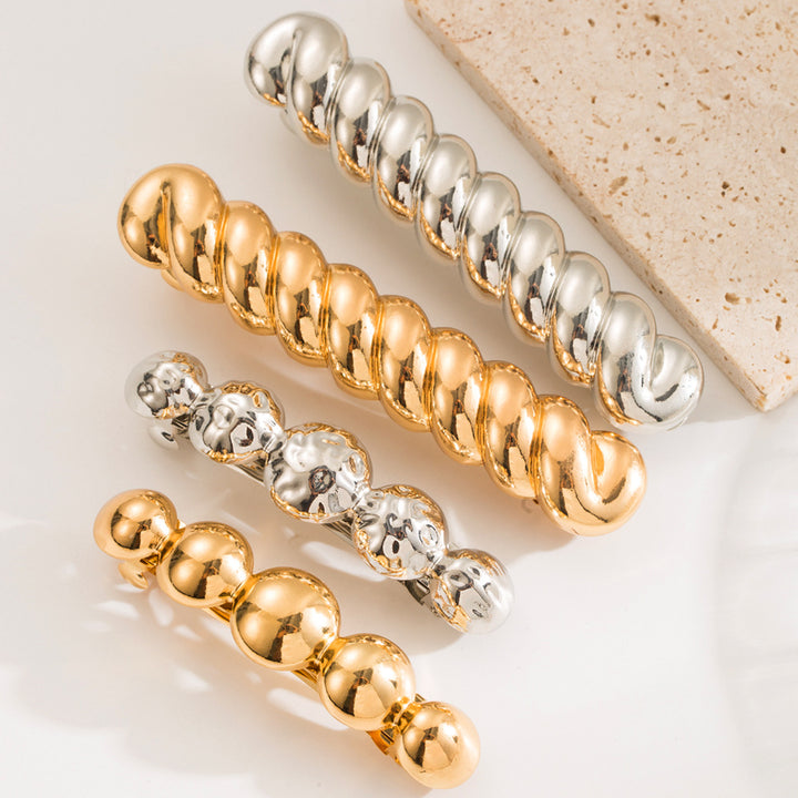 Thread and Beads Glossy Alloy Spring Hair Clip Hair Accessories Wholesale