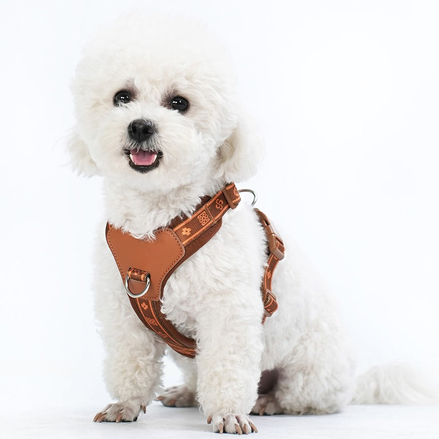 Breathable Fabric Leather Shock Absorption Vest Pet Dog Harness
