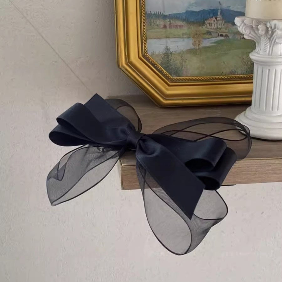 Black Mesh Multi-layer Bow Spring Clip Hair Clip Hair Accessories Wholesale