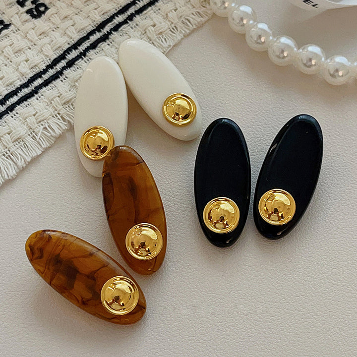 Gold Button Oval Acrylic Duckbill Clip Hair Clip Hair Accessories Wholesale