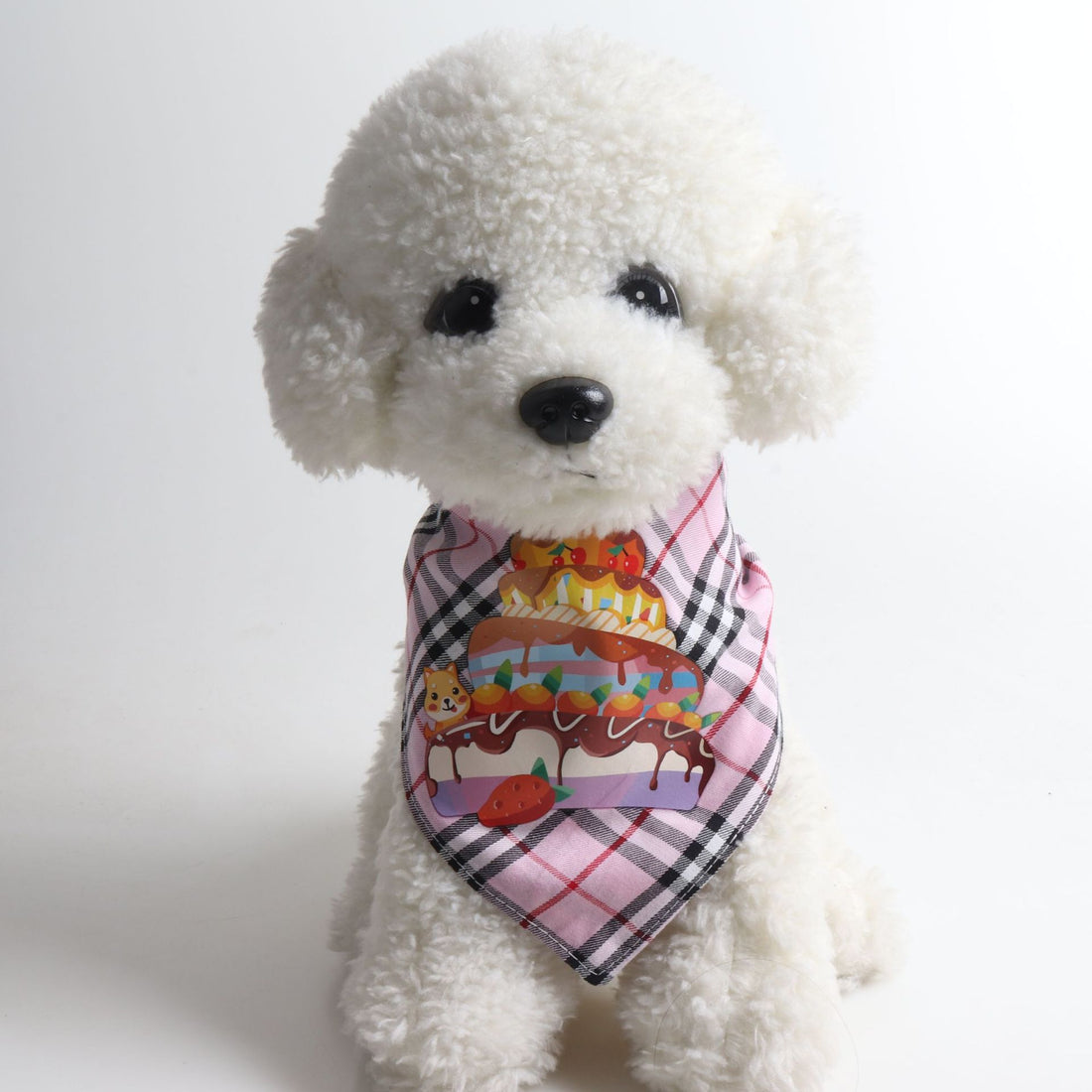Plaid Pattern Birthday Triangle Towel Saliva Bib Bow Pet Collar