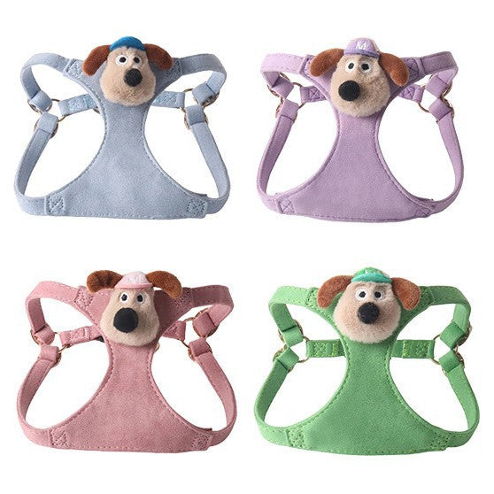 Candy Color Velvet Doll Pet Dog No Choking Harness Leash Set