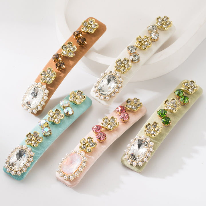 Rhinestone Glass Diamond Flower Bangs Hair Clip Hair Accessories Wholesale