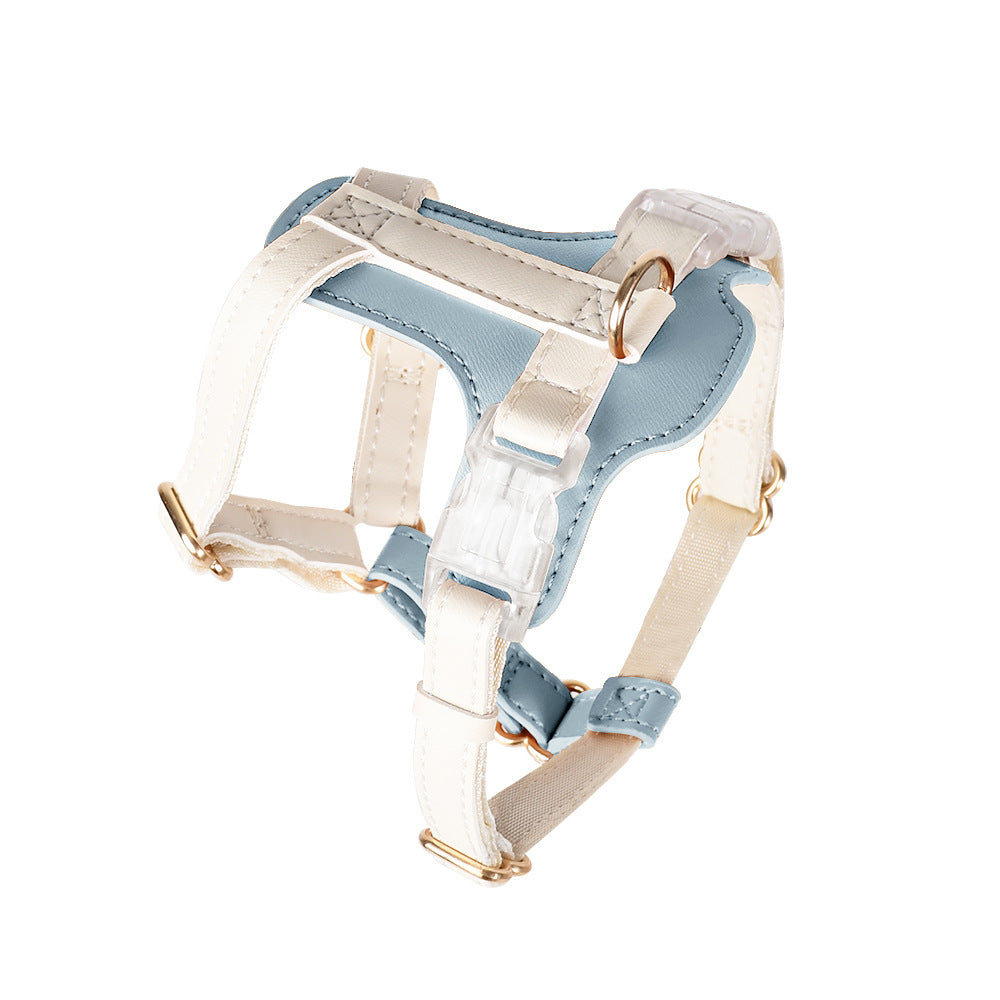 Soft Leather Comfortable No Choking Step-in Pet Harness Leash Set
