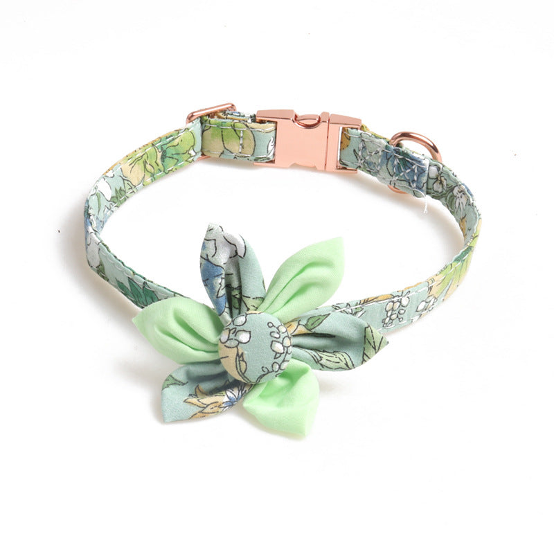 Floral Sunflower Pet Cat Dog Collar Leash Poop Bag Carrier Set