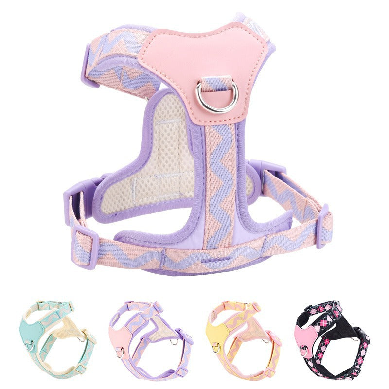 Breathable Mesh Leather Shock Absorption Vest Pet Dog Harness