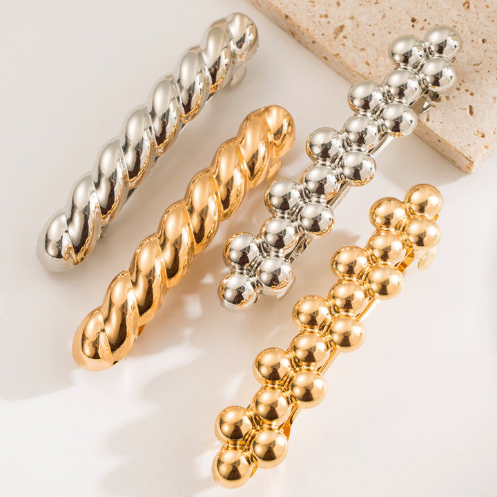 High-gloss Twist and Round Bead Spring Hair Clip Hair Accessories Wholesale