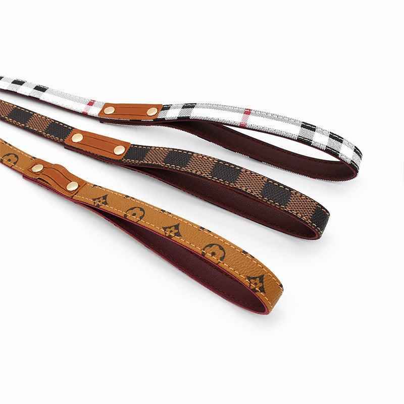 Printed Soft Leather Comfortable No Choking Pet Harness Collar Set