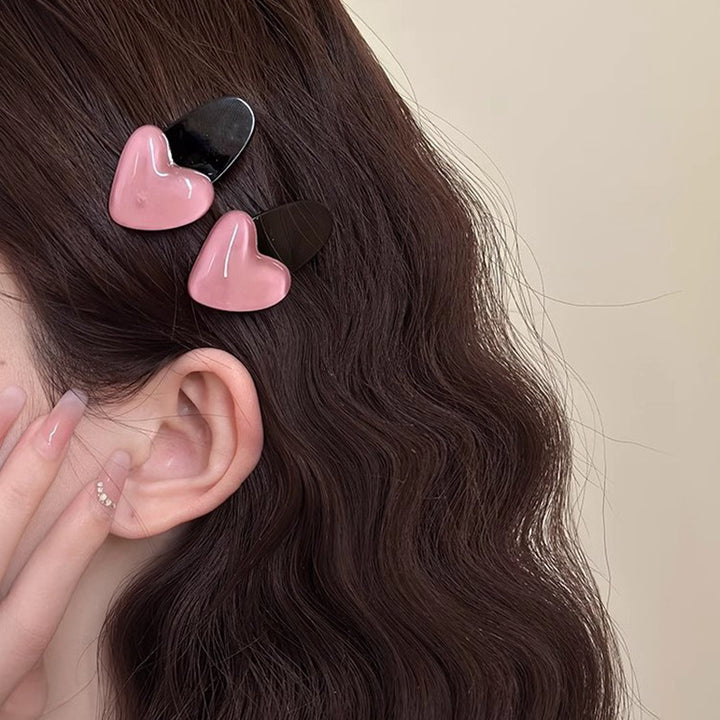 Sweet Pink Acrylic Heart Duckbill Clip Hair Clip Hair Accessories Wholesale