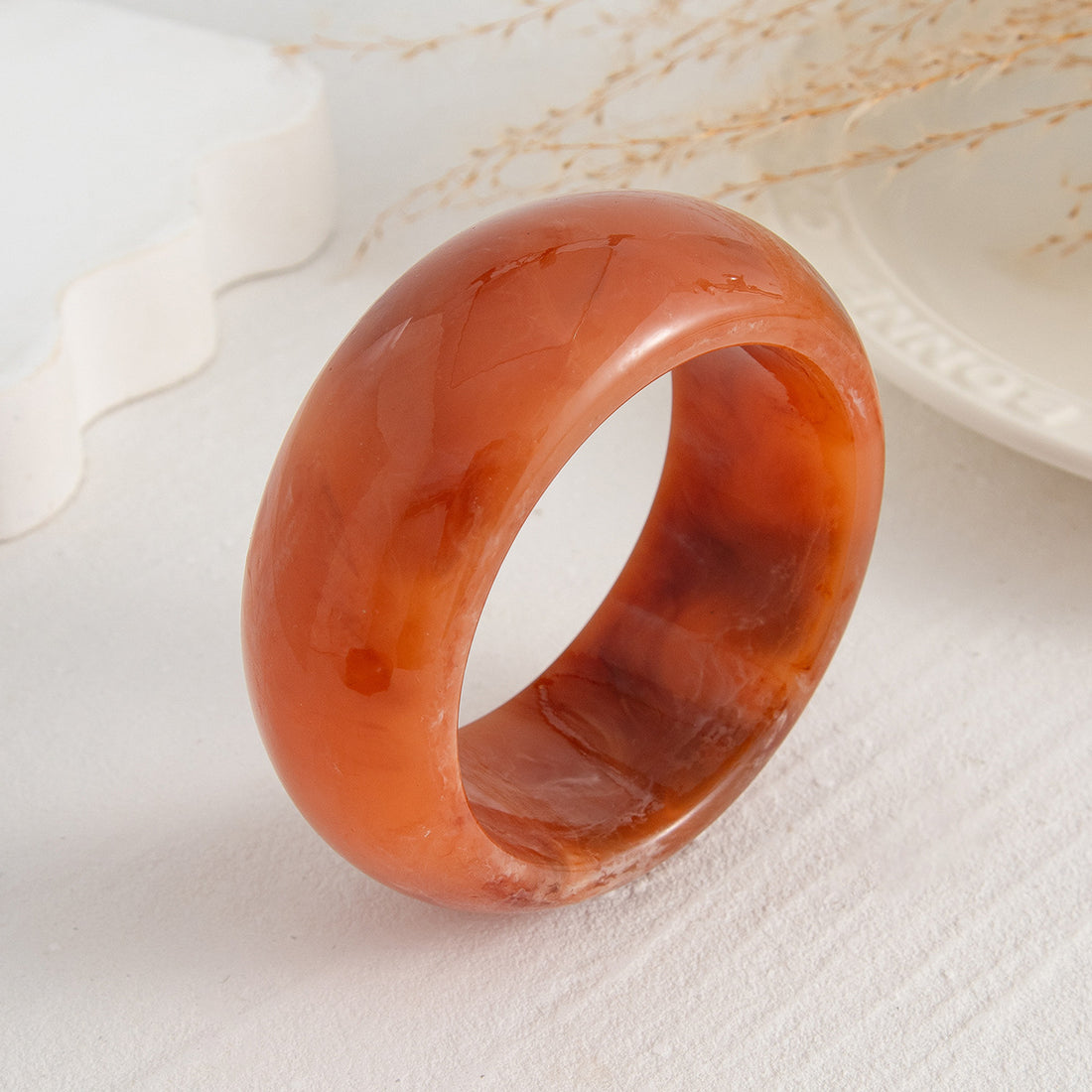 Translucent Glossy Acrylic Thick Round Bangle Bracelet Jewelry