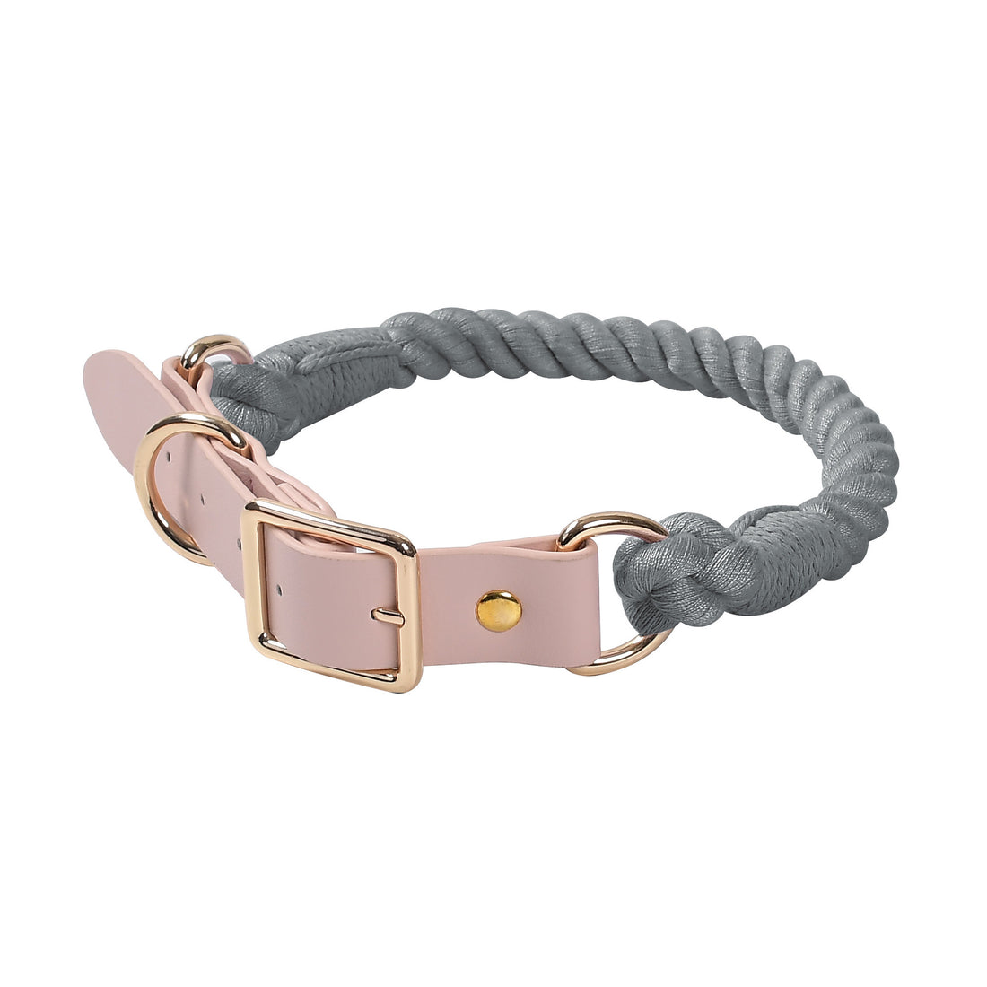 Hand Woven Colored Cotton Rope Large Dog Collar Anti-Pull Leash Set