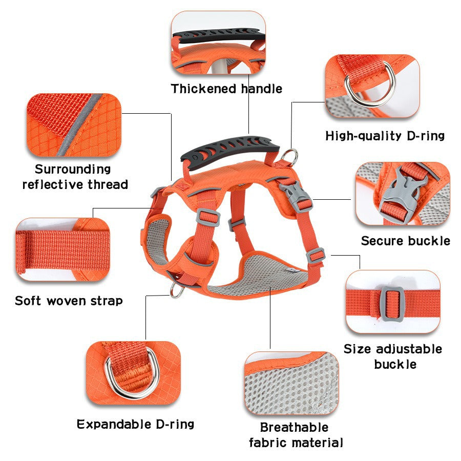 Close Control Handle Reflective Rushing-out-proof Pet Harness