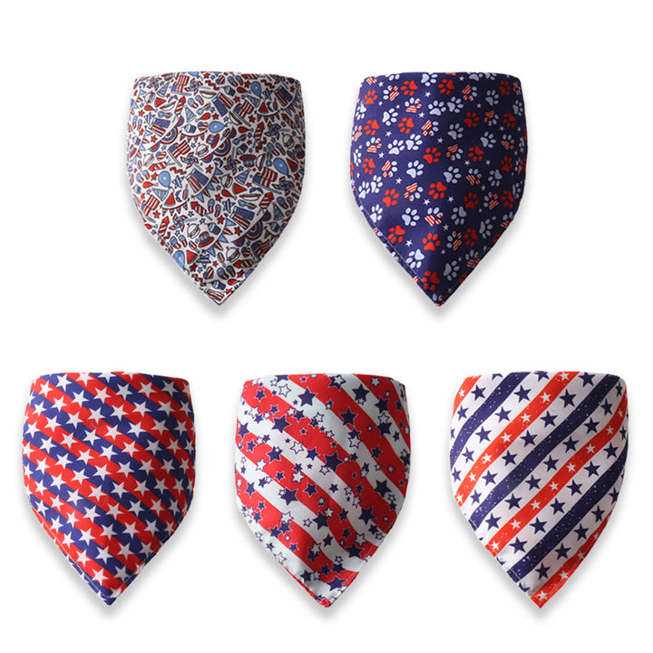 Blue Red Flag Double Side Triangle Towel Saliva Pet Bib Scarf