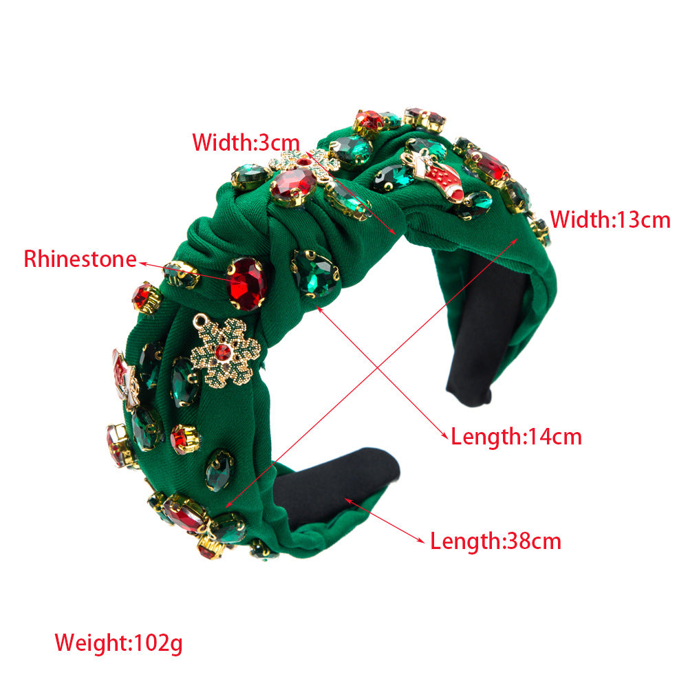 Alloy Snowflake Rhinestone Fabric Christmas Headband Hair Accessories Wholesale