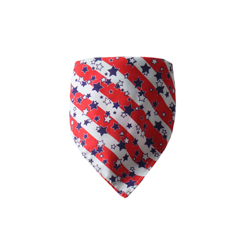 Blue Red Flag Double Side Triangle Towel Saliva Pet Bib Scarf