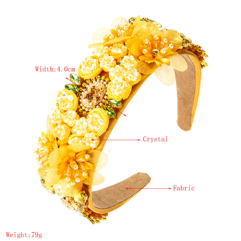Crystal Glass Diamond Fabric Headband Hair Flower Hair Accessories Wholesale