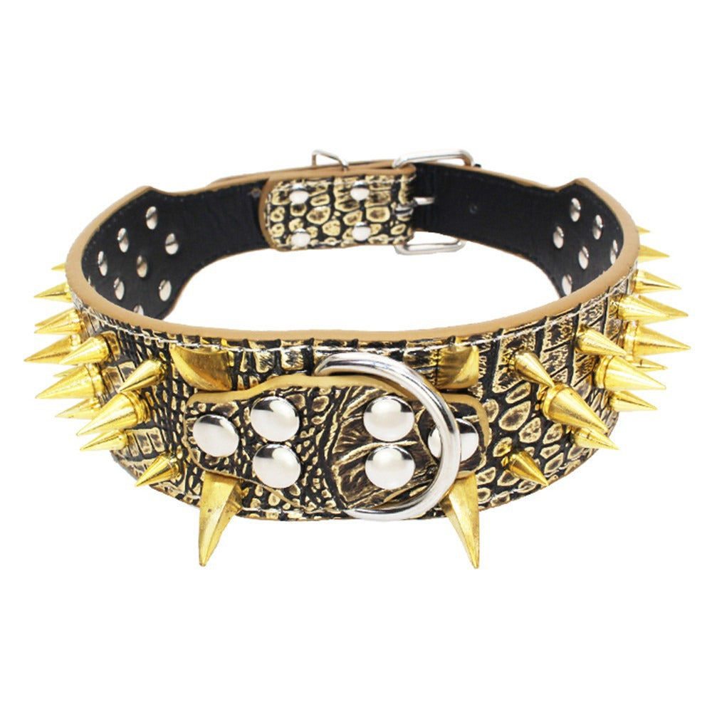 Spike Rivets Large Dog Adjustable Thick PU Leather Pet Collar