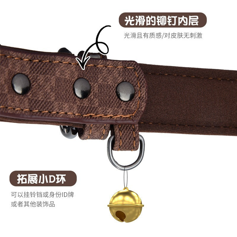 Double-layer Soft Lining Retro Leather Adjustable Pet Dog Collar