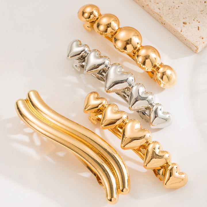 Heart Strip Alloy Spring Hair Clip Ponytail Clip Hair Accessories Wholesale