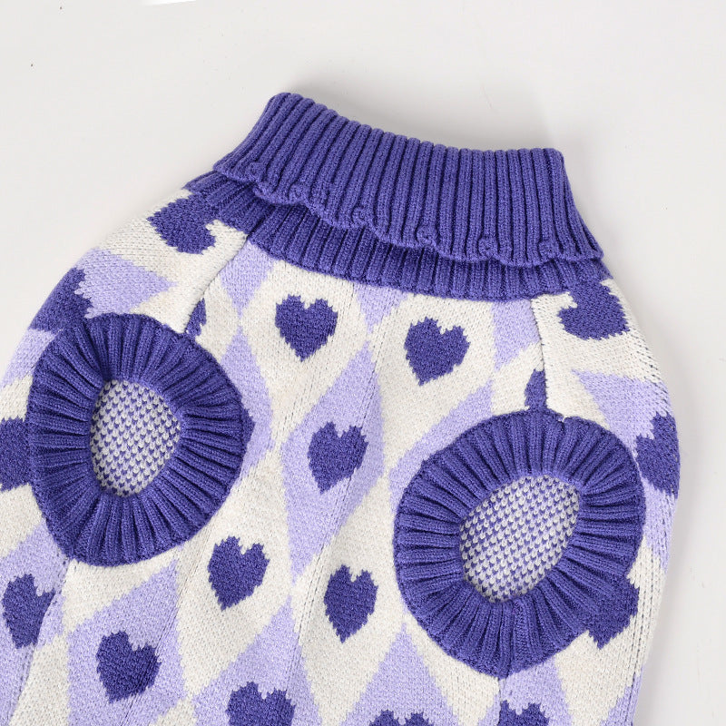 Heart Warm Vest Turtleneck Sweater Small Dog Pet Clothes Apparel