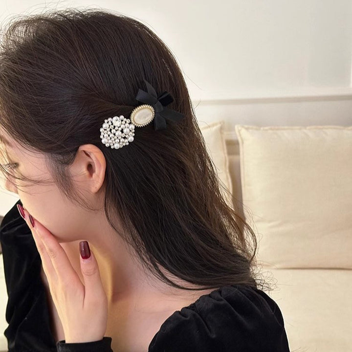 Fabric Bow Pearl Flower Hair Clip Duckbill Clip Hair Accessories Wholesale