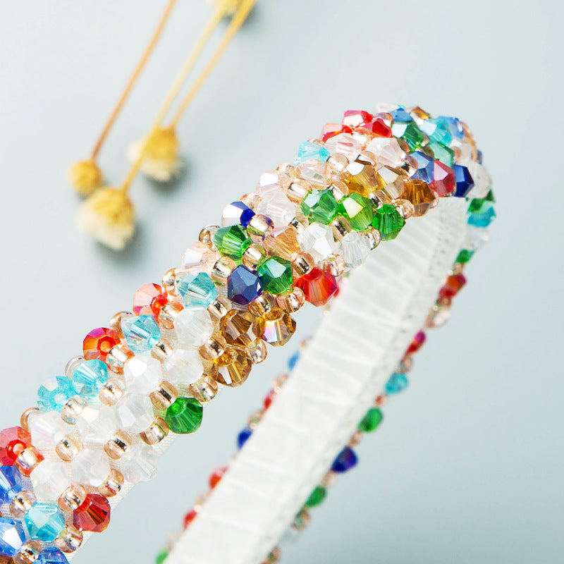 Shiny Full Crystal Handmade Beaded Thin Headband Hair Accessories Wholesale