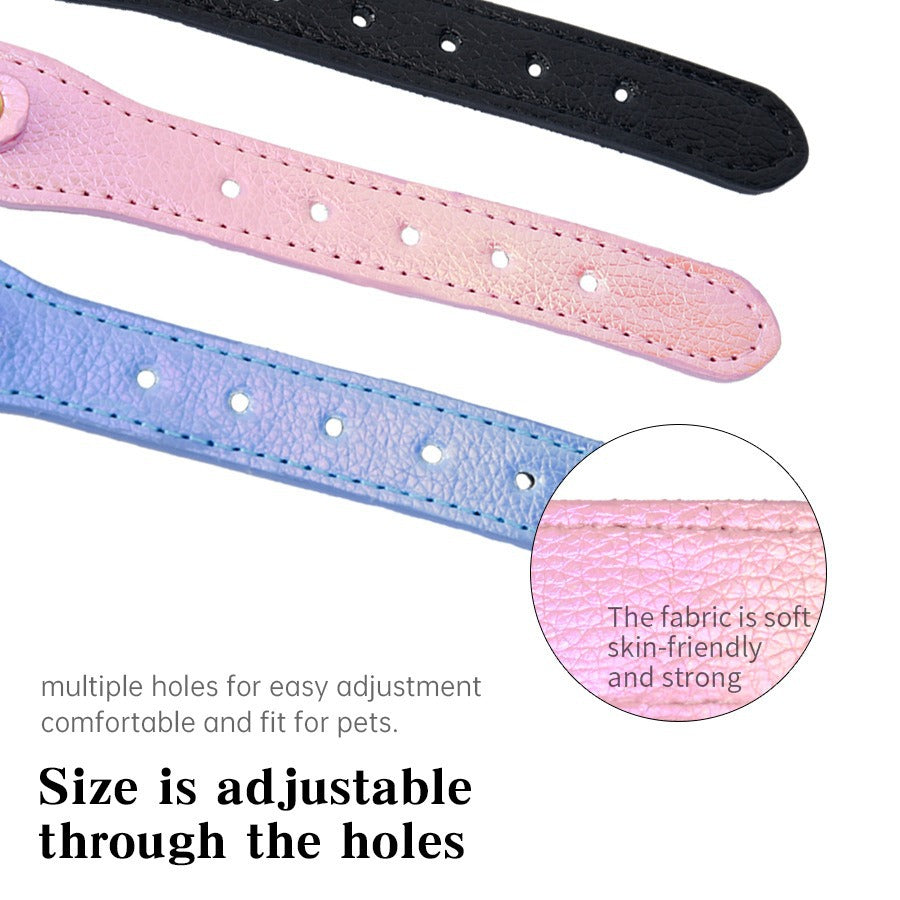 Heart Rhinestone Alloy Pendant Leather Adjustable Pet Dog Collar
