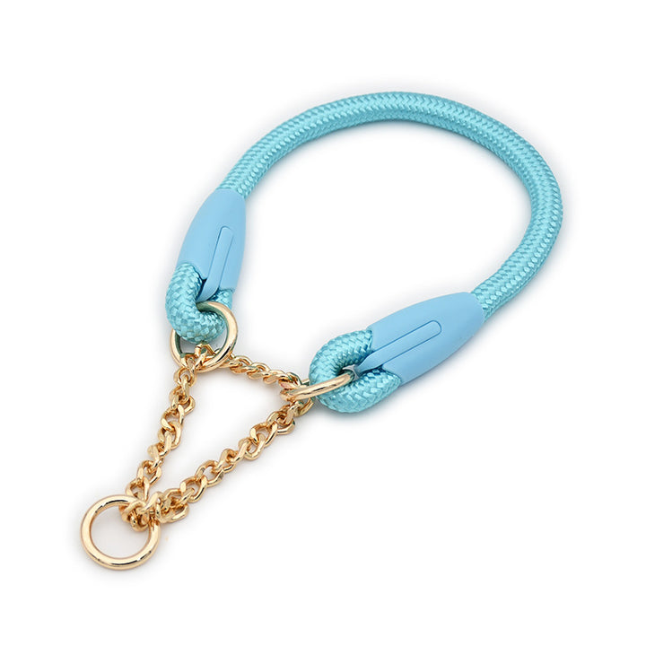 Multicolor Nylon Training Leash Large Dog Metal Chain Collar