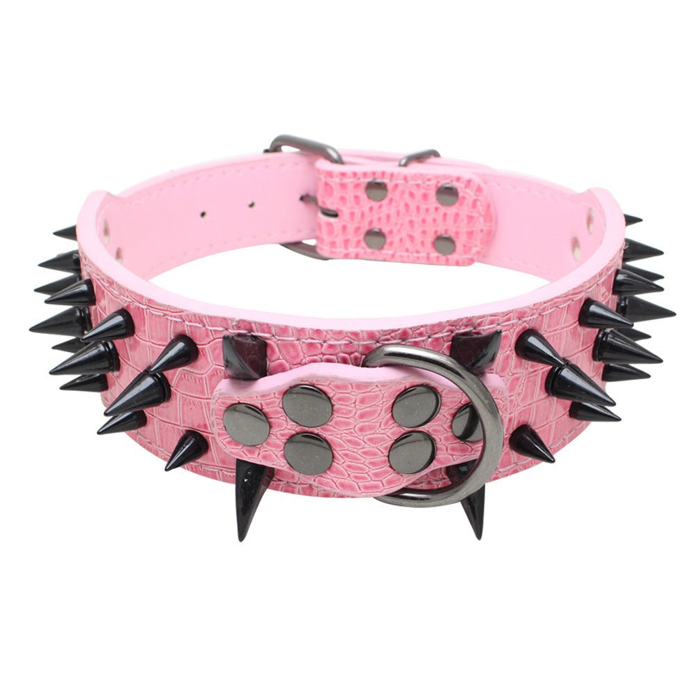 Spike Rivets Large Dog Adjustable Thick PU Leather Pet Collar