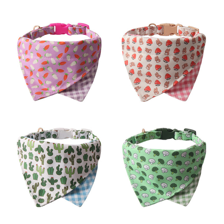 Mushroom Cactus Double Side Triangle Towel Saliva Pet Bib Collar