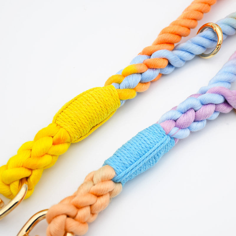 Woven Cotton Rope Close-fitting Short Anti-Pull Leash Collar Set