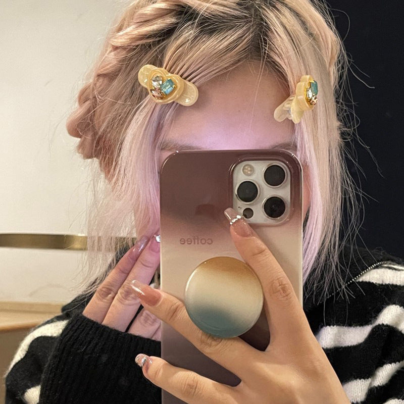 Acrylic Heart Rhinestone Bangs Duck Bill Hair Clip Hair Accessories Wholesale