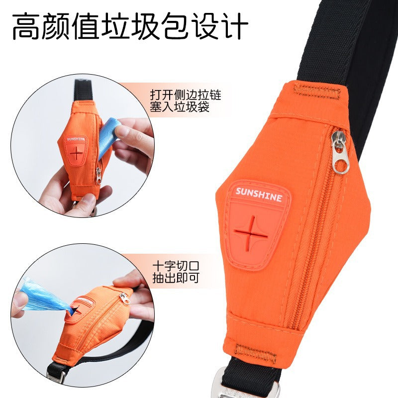 Nylon Professional Competition P-type Leash‌ with Poop Bag Carrier